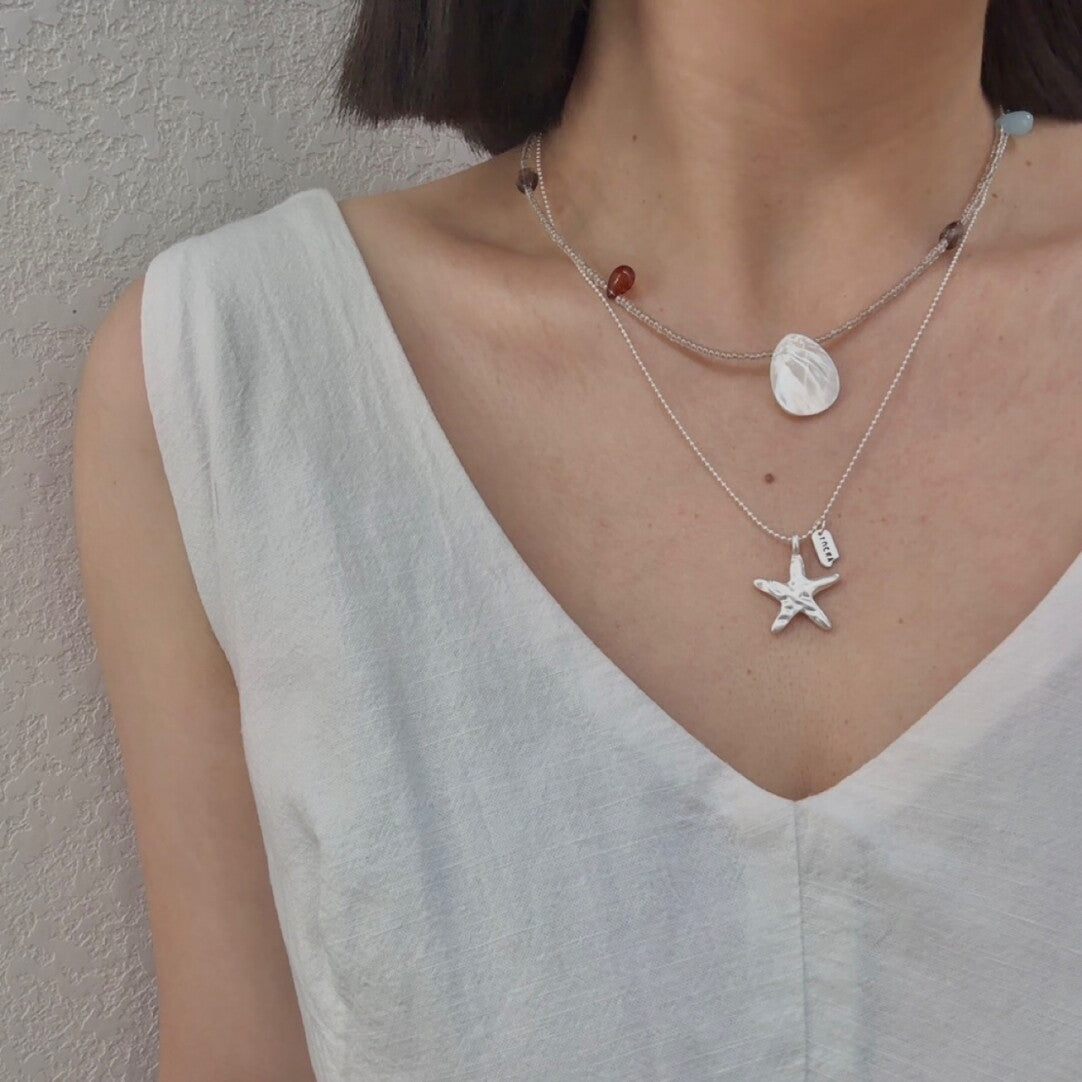 Starfish Shell Stacking Necklace,Lumivault.