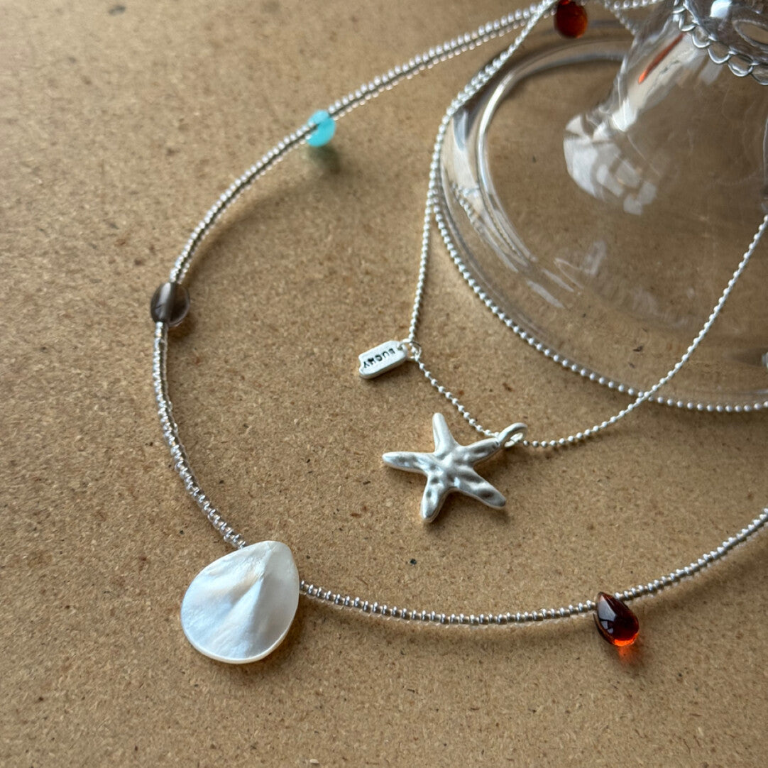 Starfish Shell Stacking Necklace,Lumivault.