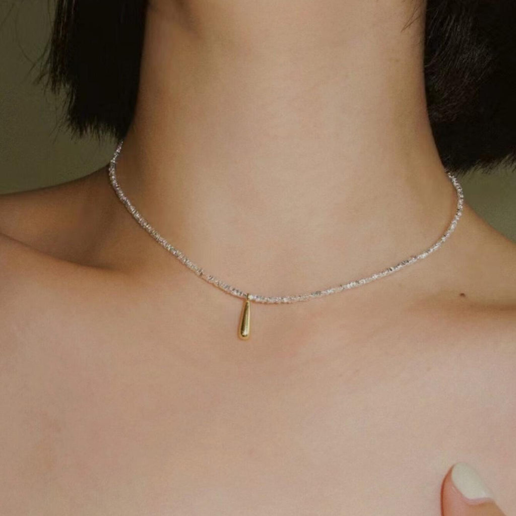 Silver Water Drop Necklace,Lumivault.