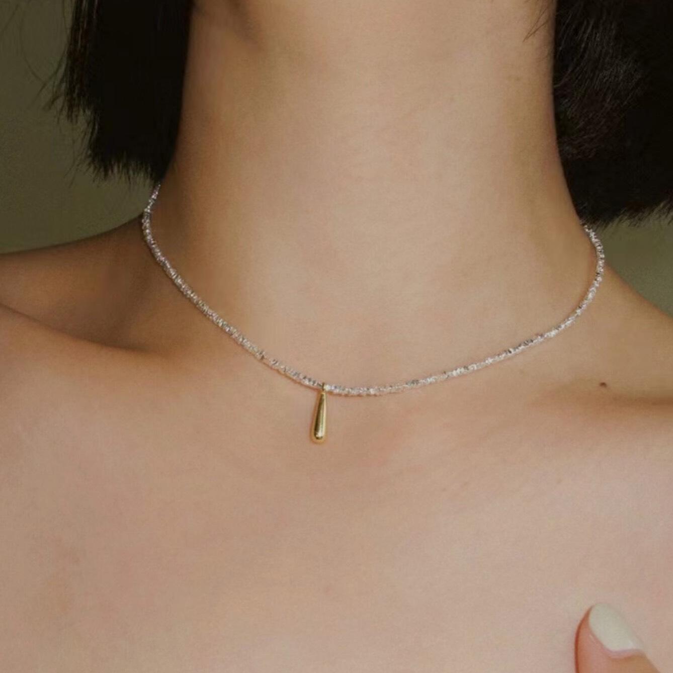 Silver Water Drop Necklace,Lumivault.