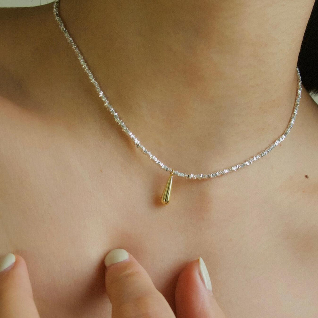 Silver Water Drop Necklace,Lumivault.