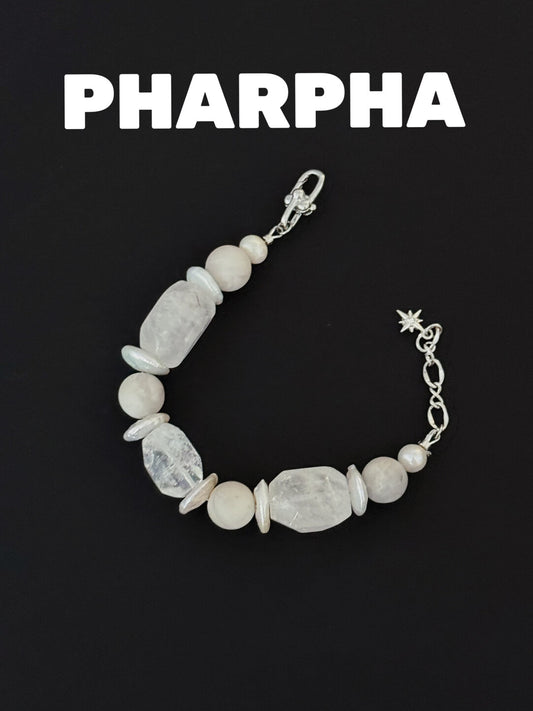 Silver White Crystal Pearl  Bracelet