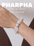 Silver White Crystal Pearl  Bracelet,Lumivault.