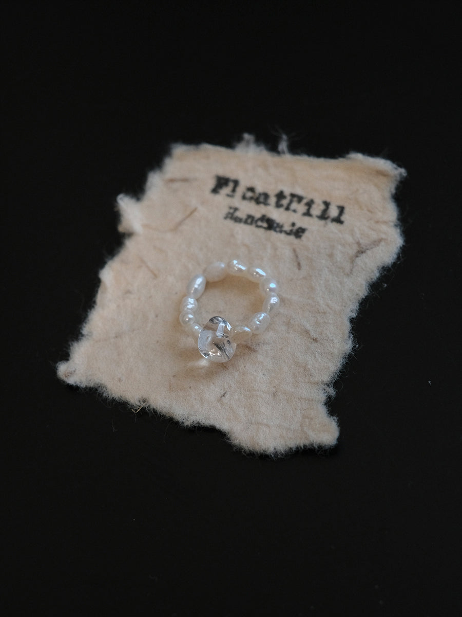 Simple Baroque Pearl Stacking Elastic Ring,C,Lumivault.