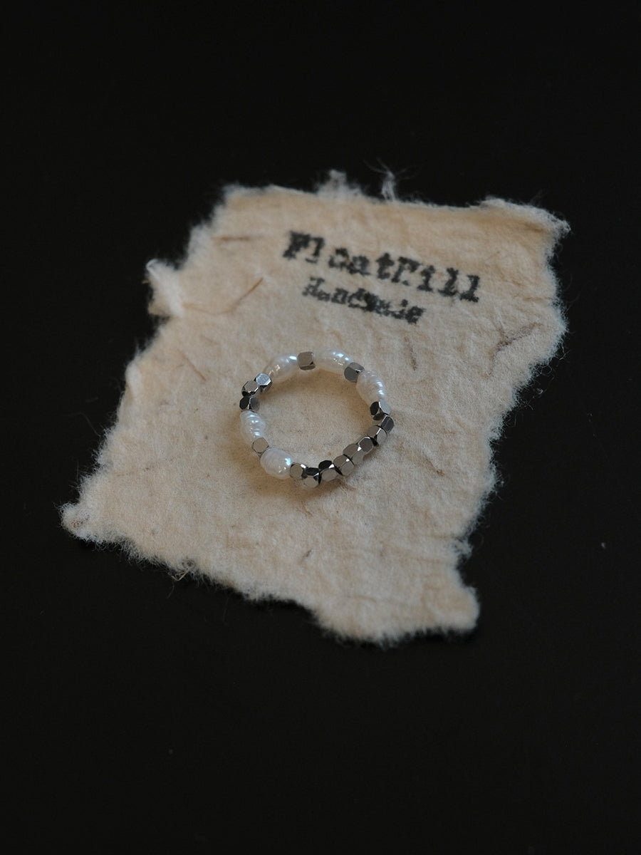 Simple Baroque Pearl Stacking Elastic Ring,D,Lumivault.
