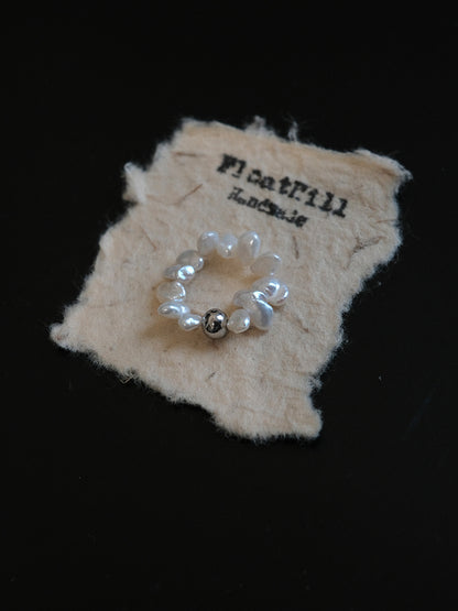 Simple Baroque Pearl Stacking Elastic Ring