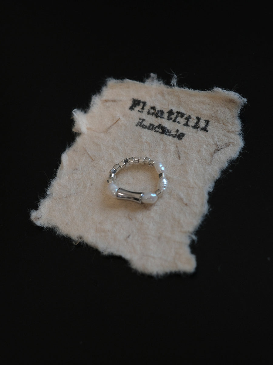 Simple Baroque Pearl Stacking Elastic Ring,F Tail Ring,Lumivault.