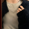 Simple Bow Pull-Out Long Necklace,Lumivault.
