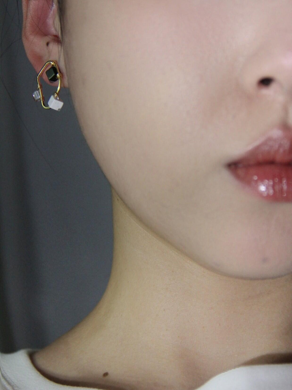 Simple Geometric Black White & Gray Earrings,Lumivault.