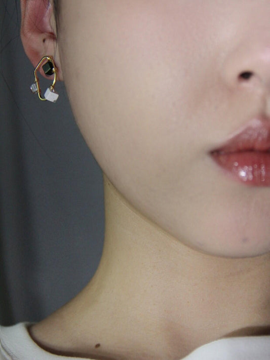 Simple Geometric Black White & Gray Earrings - Lumivault