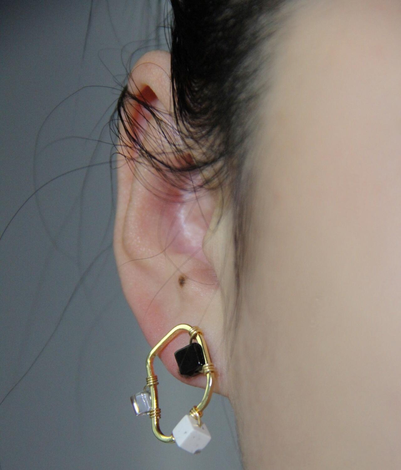 Simple Geometric Black White & Gray Earrings,Lumivault.
