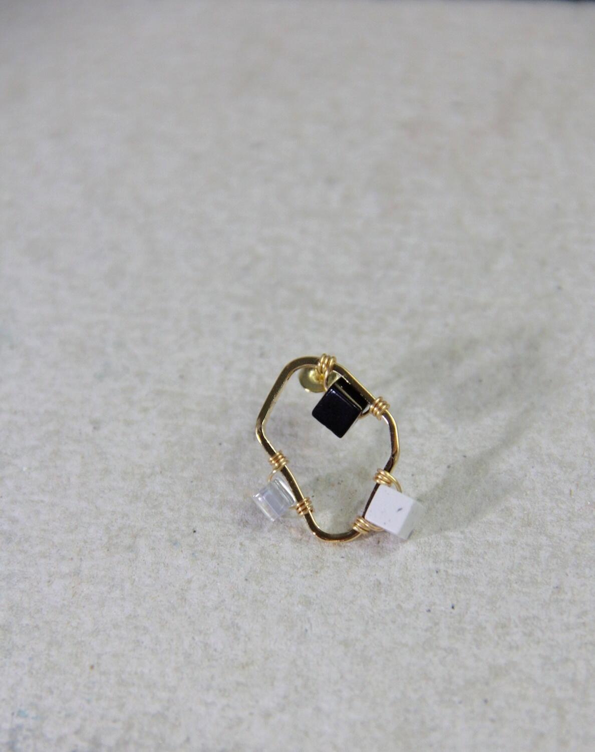 Simple Geometric Black White & Gray Earrings,Lumivault.