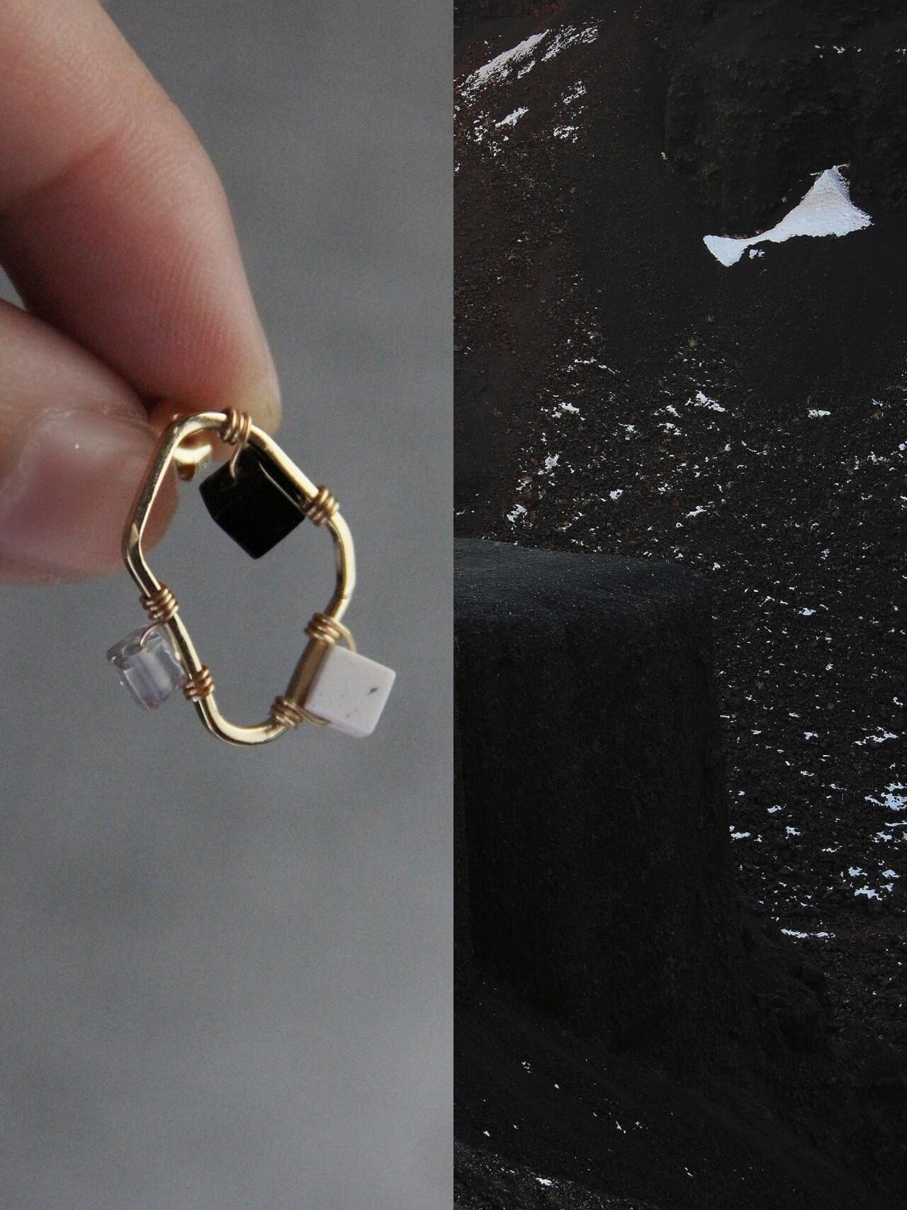 Simple Geometric Black White & Gray Earrings - Lumivault