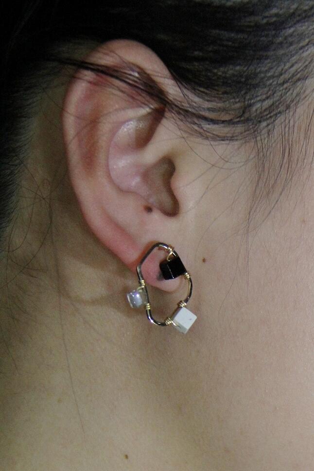 Simple Geometric Black White & Gray Earrings,Lumivault.