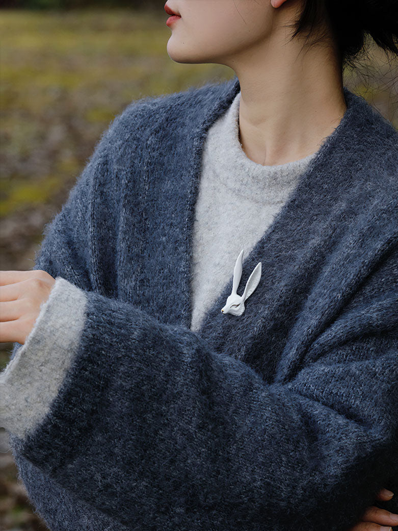 Handmade Sleeping Fox Ceramic Brooch,Lumivault.