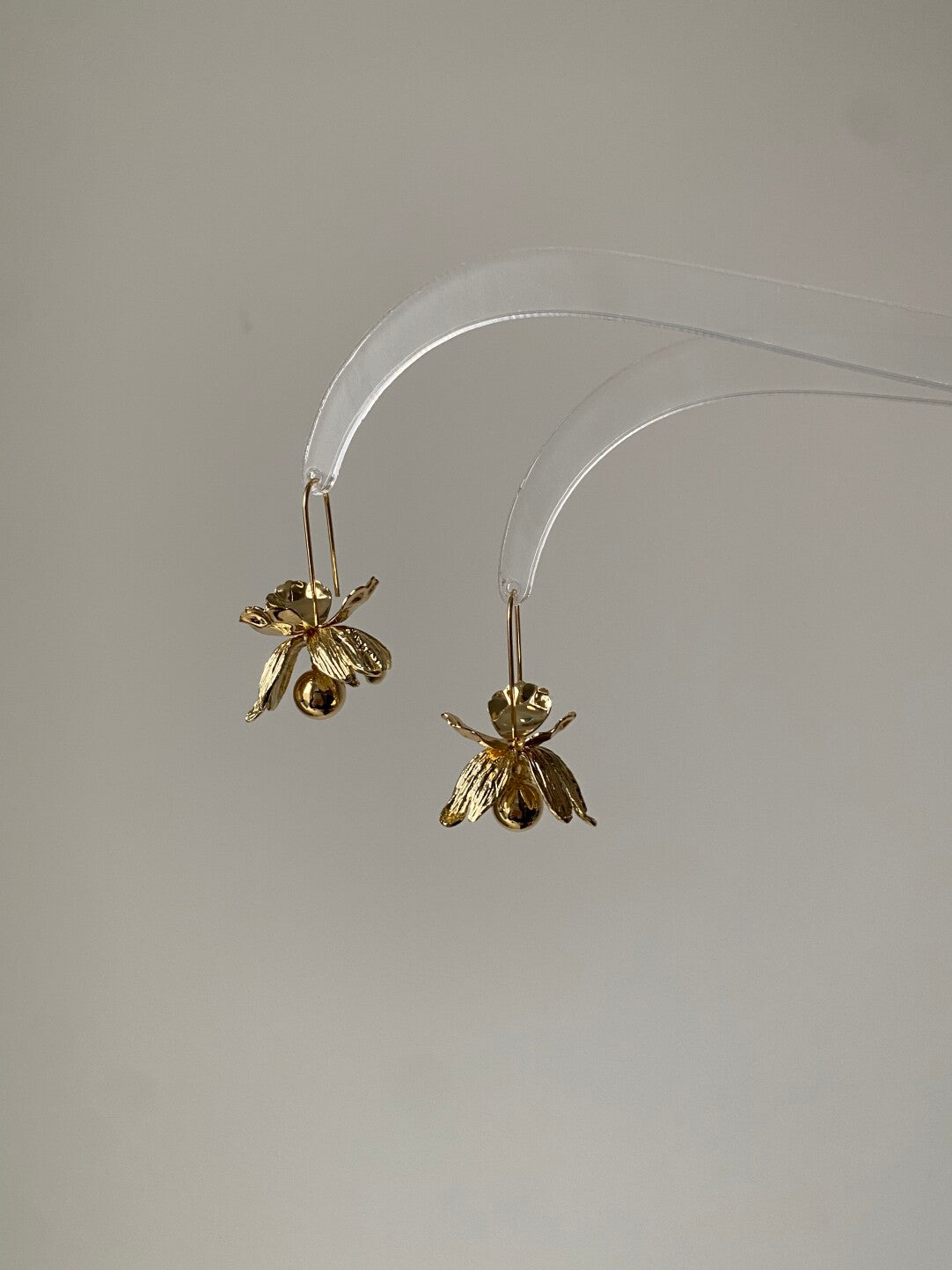 Small Golden Ball Pendant Earrings,Lumivault.