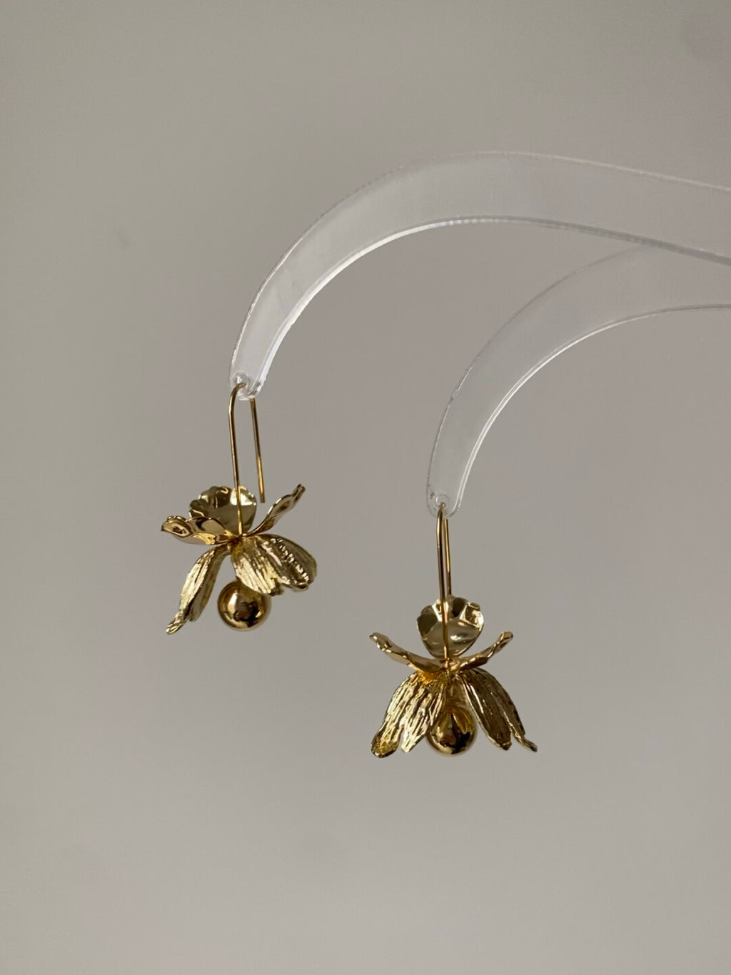 Small Golden Ball Pendant Earrings,Lumivault.