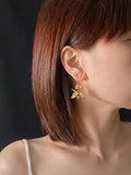 Small Golden Ball Pendant Earrings,Lumivault.