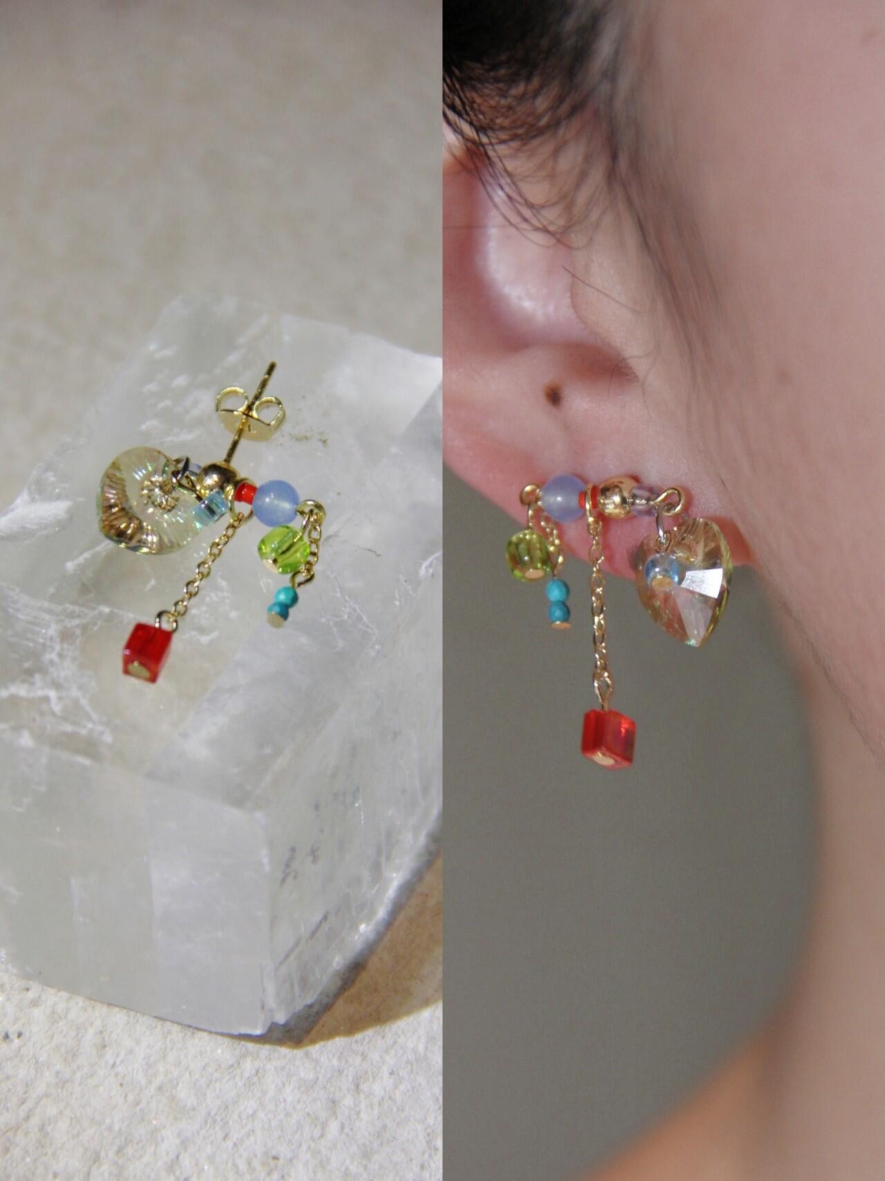 Sparkling Heart Colorful Beads Earrings - Lumivault
