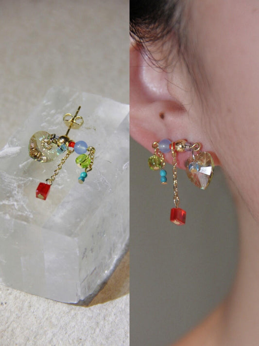 Sparkling Heart Colorful Beads Earrings - Lumivault