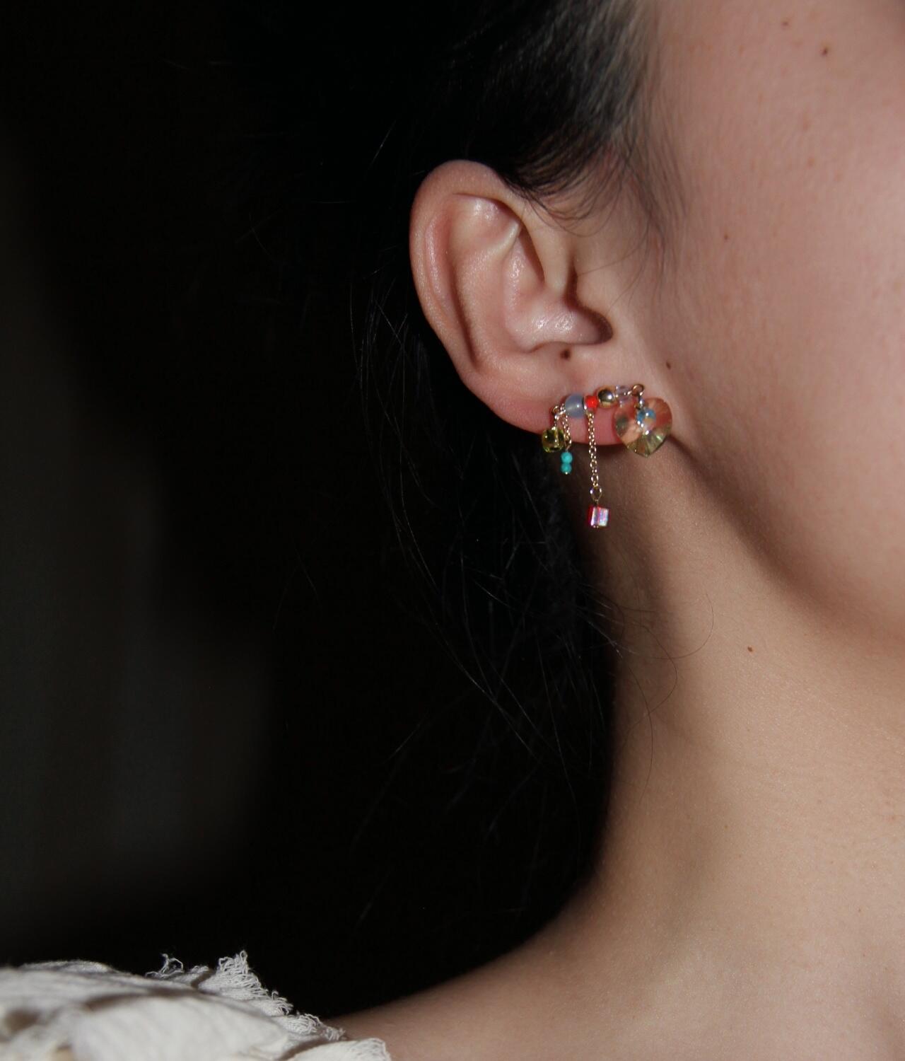 Sparkling Heart Colorful Beads Earrings - Lumivault
