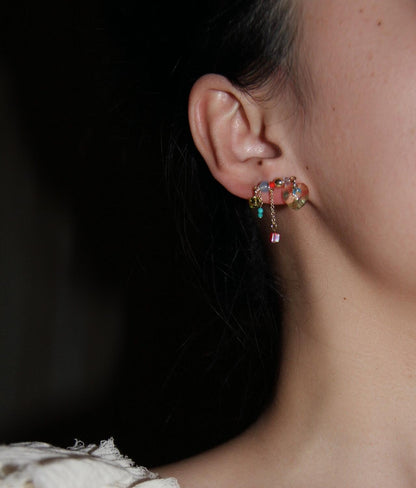 Sparkling Heart Colorful Beads Earrings - Lumivault