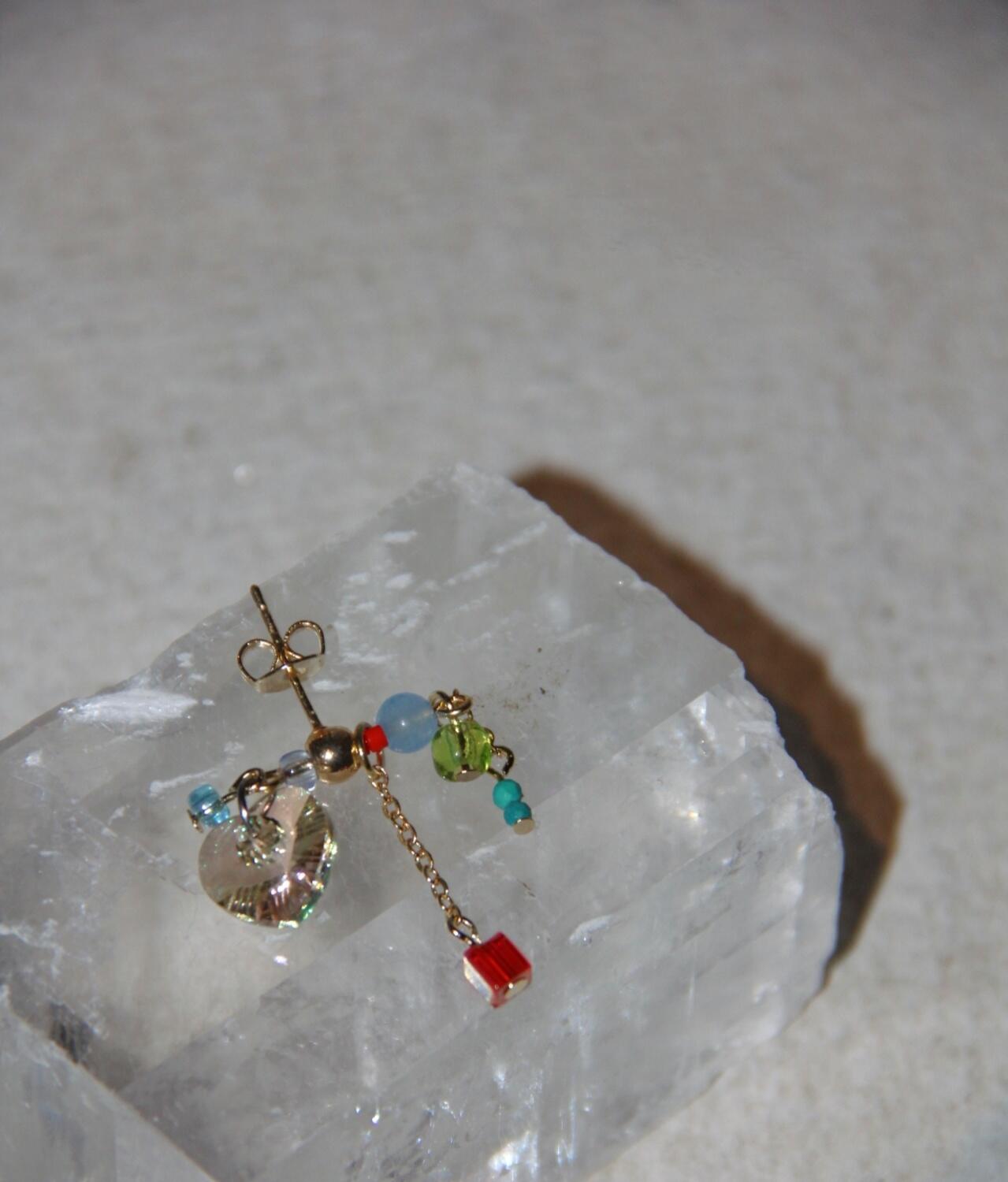 Sparkling Heart Colorful Beads Earrings - Lumivault