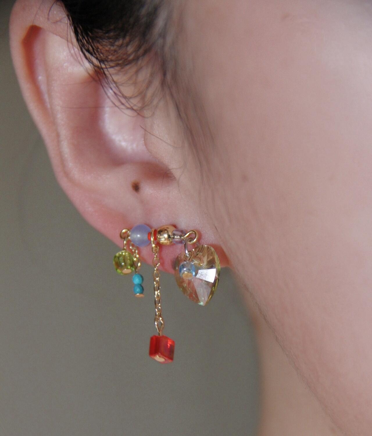 Sparkling Heart Colorful Beads Earrings - Lumivault