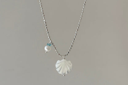 Sparkling Nacre Shell Silver Necklace - Lumivault