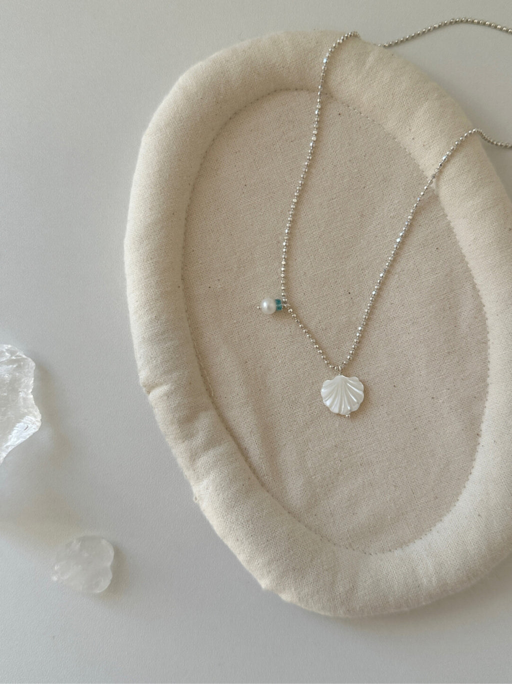Sparkling Nacre Shell Silver Necklace,Lumivault.