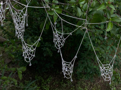 Spiderweb Crystal Silver Necklace