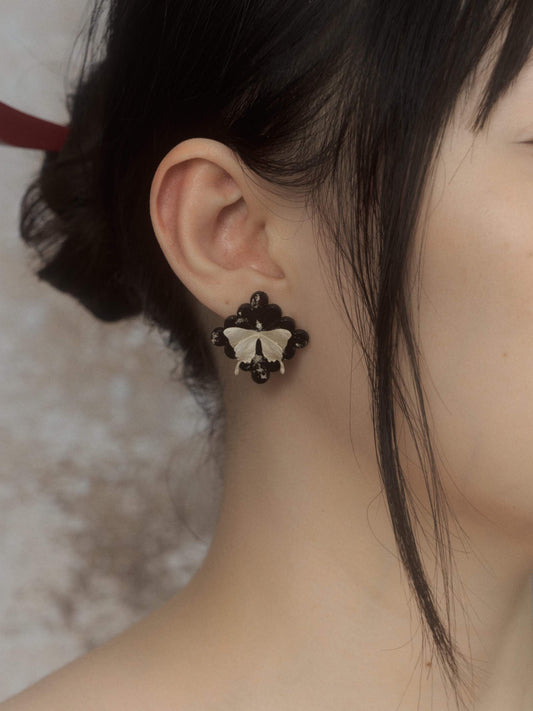 Square Biscuit Butterfly Earrings