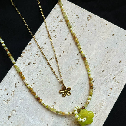 Stacked Natural Stone Beaded Necklace,Lumivault.