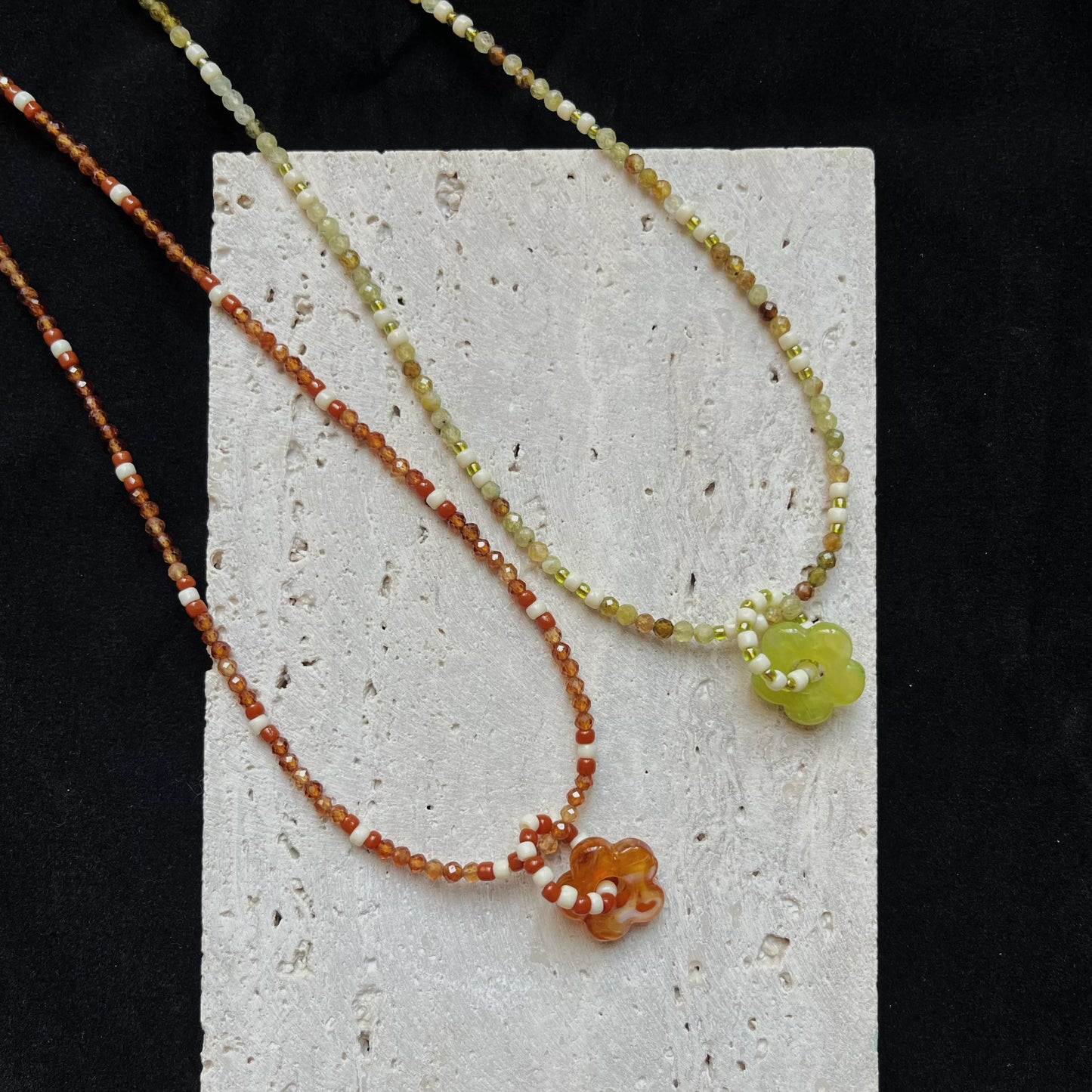 Stacked Natural Stone Beaded Necklace,Lumivault.
