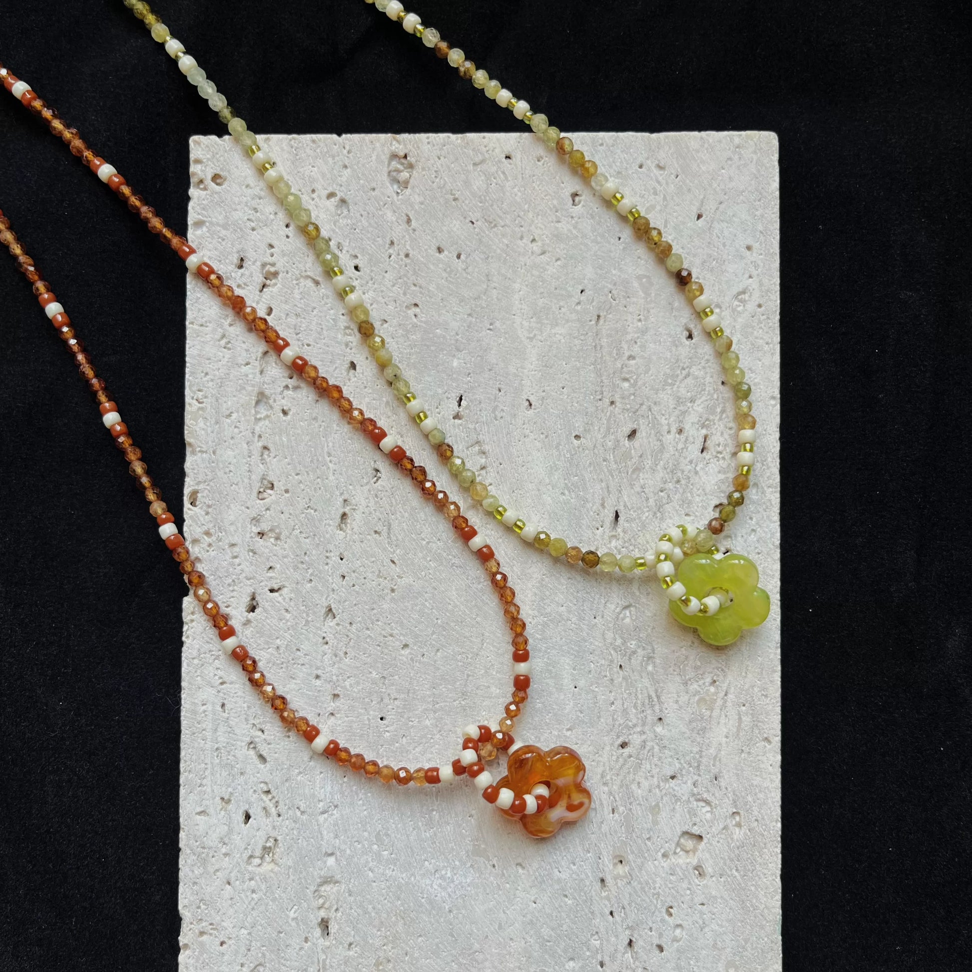 Stacked Natural Stone Beaded Necklace,Lumivault.