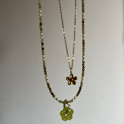 Stacked Natural Stone Beaded Necklace,Lumivault.