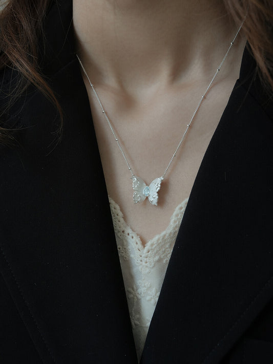 Star Moon Butterfly Silver Necklace - Lumivault