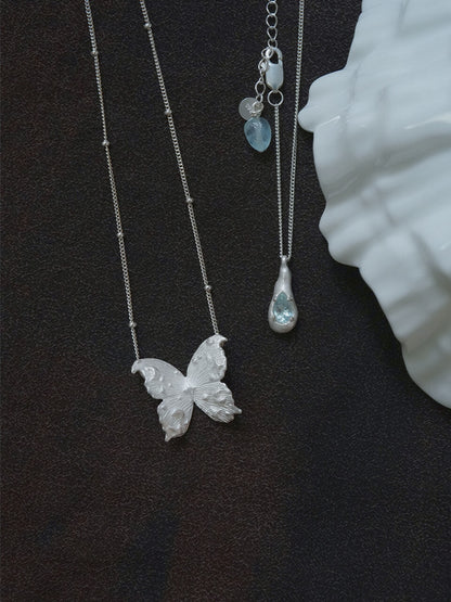 Star Moon Butterfly Silver Necklace - Lumivault
