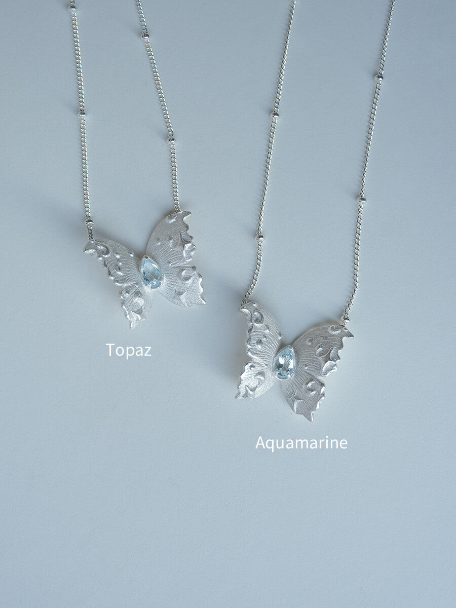 Star Moon Butterfly Silver Necklace,Lumivault.