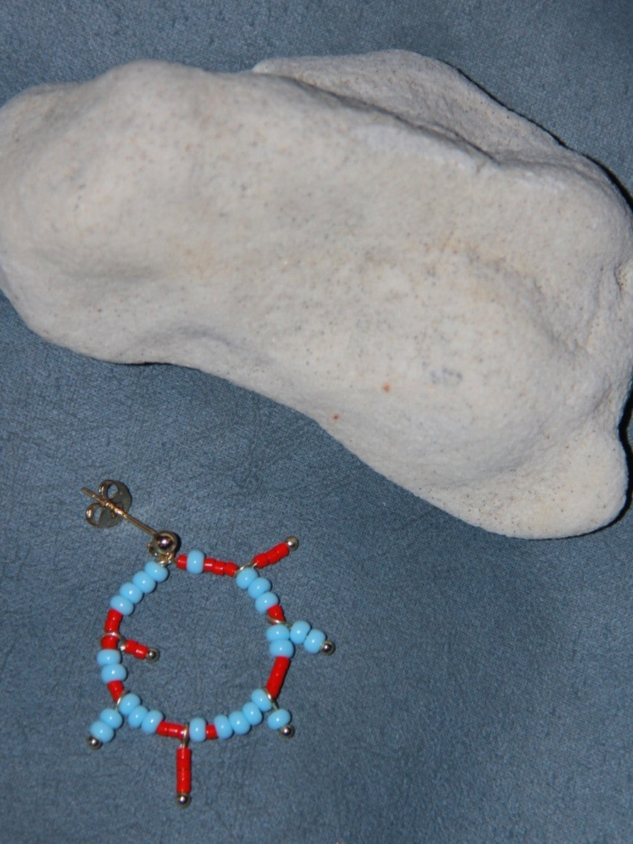 Strange Blue Orange Circle Beaded Earrings,Lumivault.