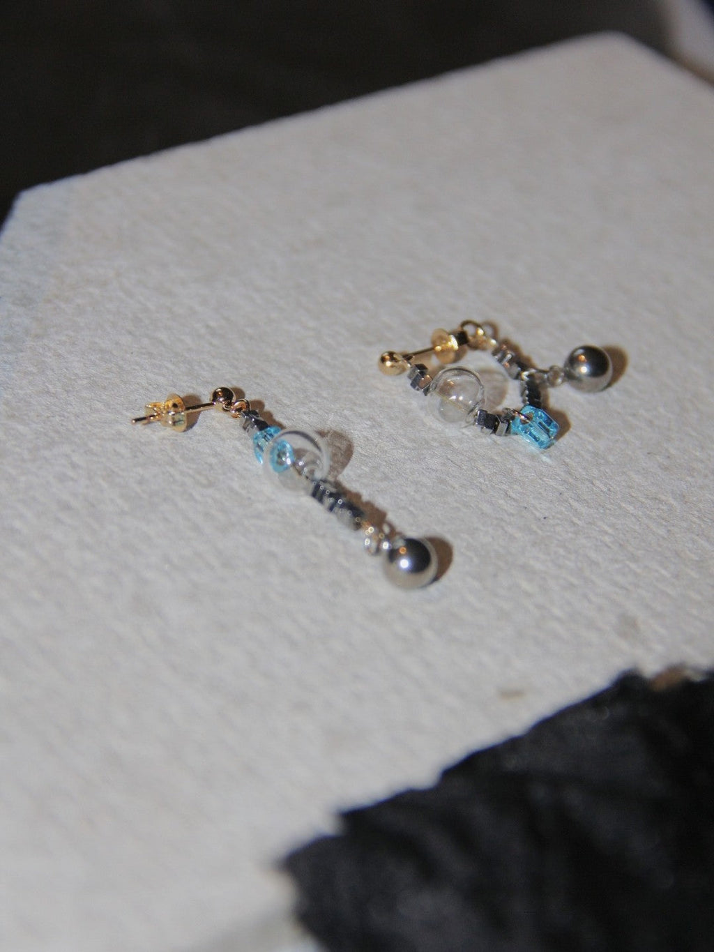 Summer Bubble Sea Salt Asymmetry Earrings,Lumivault.