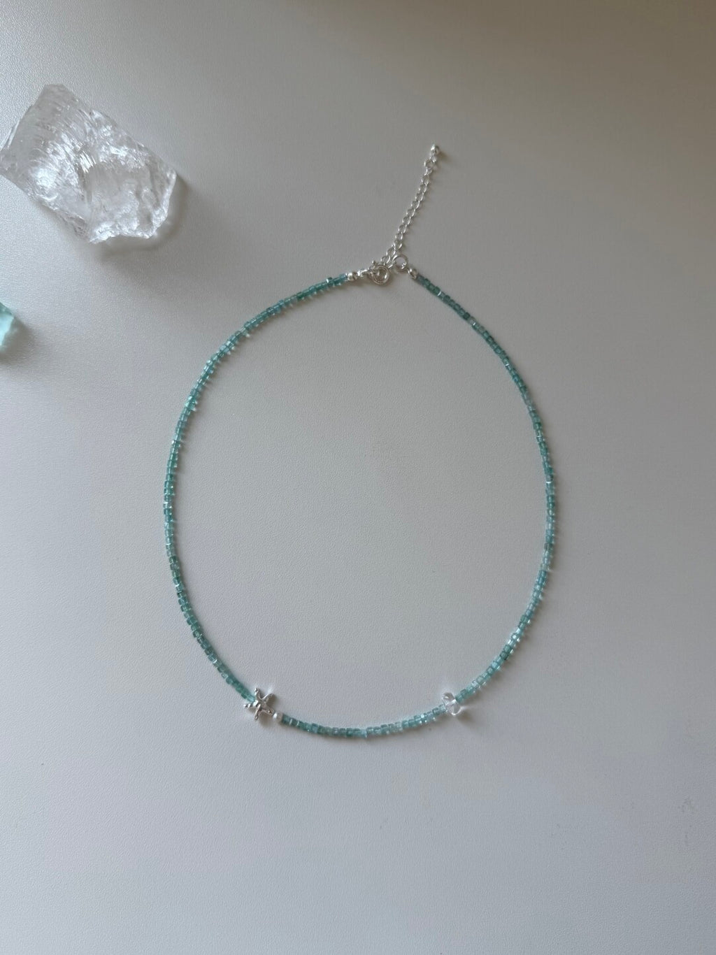 Summer Starfish Ice Blue Beaded Necklace,Lumivault.