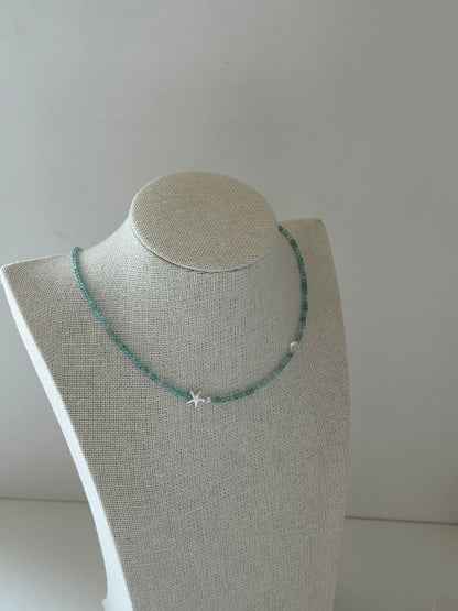 Summer Starfish Ice Blue Beaded Necklace - Lumivault