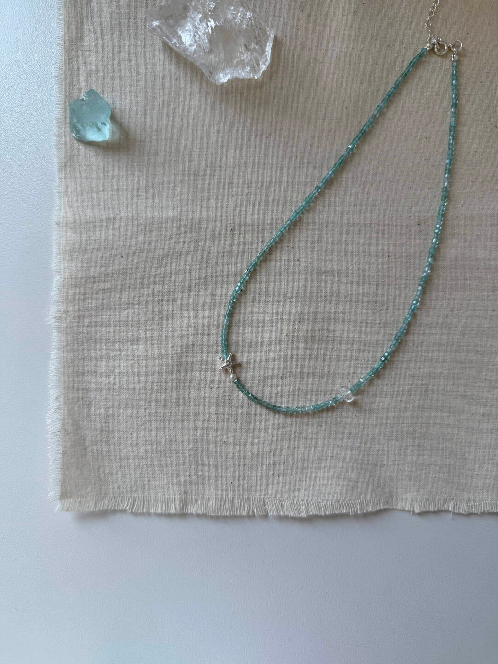 Summer Starfish Ice Blue Beaded Necklace,Lumivault.