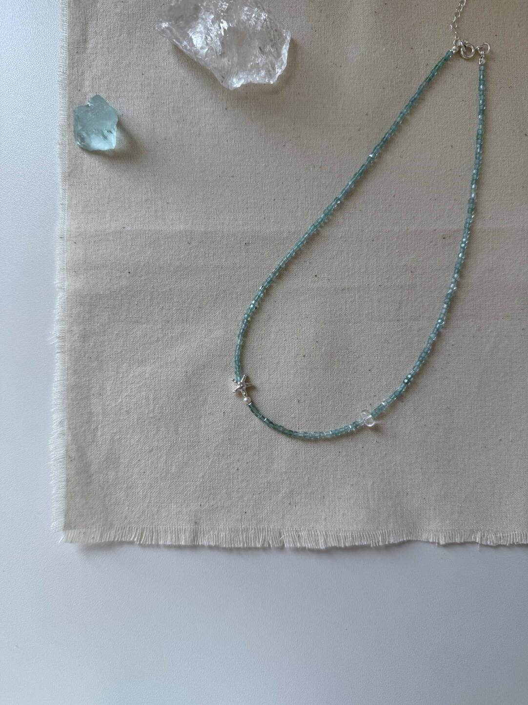 Summer Starfish Ice Blue Beaded Necklace,Lumivault.