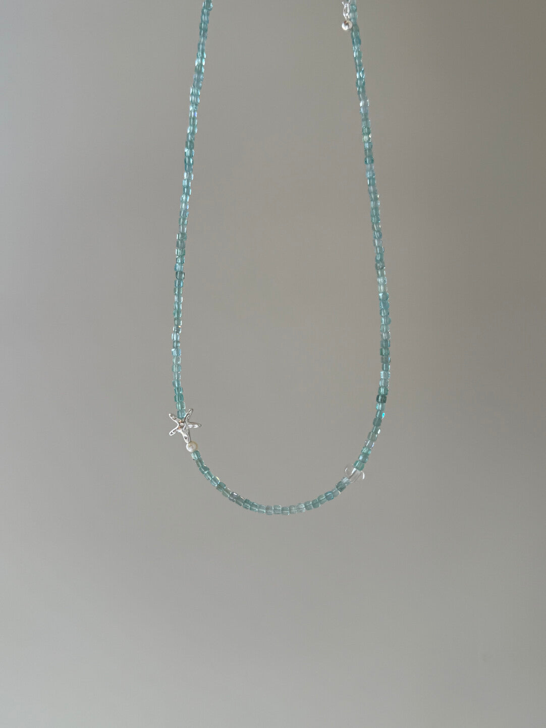 Summer Starfish Ice Blue Beaded Necklace,Lumivault.
