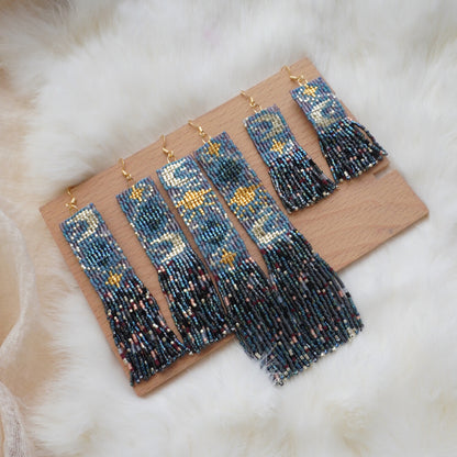 Sun Moon and Stars MIYUKI Beaded Earrings