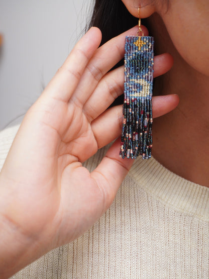 Sun Moon and Stars MIYUKI Beaded Earrings