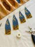Sunflower Field Under Moonlight MIYUKI Beaded Earrings,Lumivault.