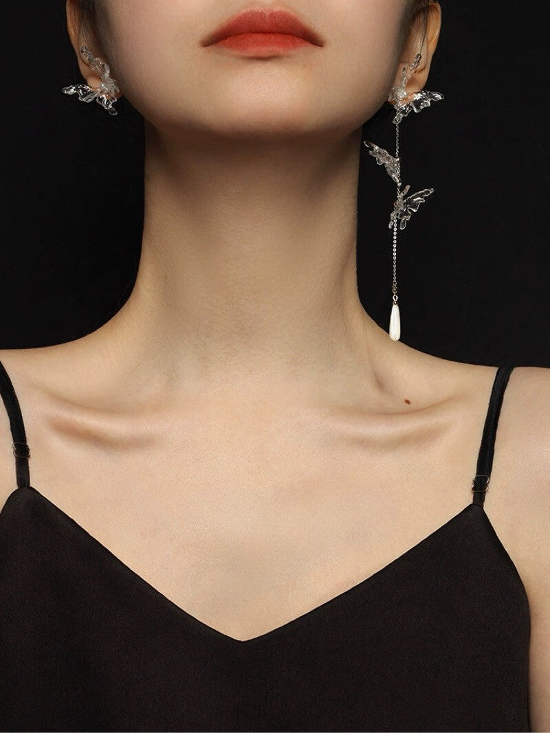 Sunset Dream Butterfly Earrings,Single SIiver Earring,Lumivault.